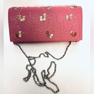 Vintage Timeless Beauty Collection Elegant Pink Sequin Cocktail Clutch Purse Bag